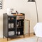 Costway Kitchen Sideboard Buffet Bar Cabinet Accent Cupboard with Metal Glass Door & Drawer